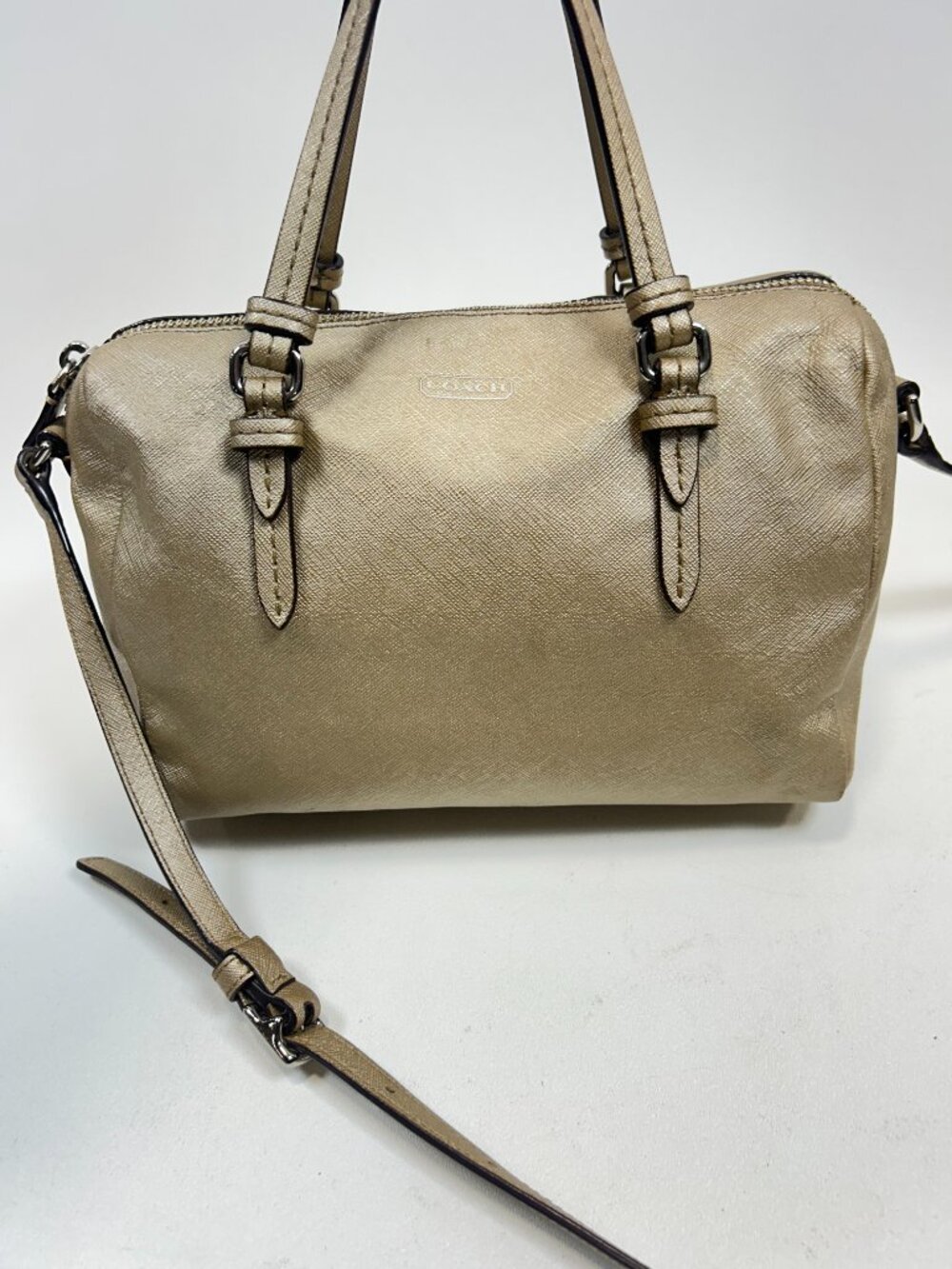 COACH Peyton Bennett Mini Satchel/ Purse Metallic Gold Leather F50430